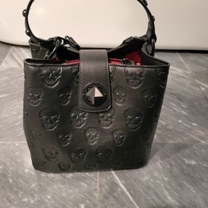 Betsey Johnson Black Skull Embossed Crossbody Bag